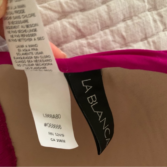 La Blanca Island Goddess Halter Triangle Top / Shirred Band Hipster Bikini Sz 8 - Picture 8 of 10